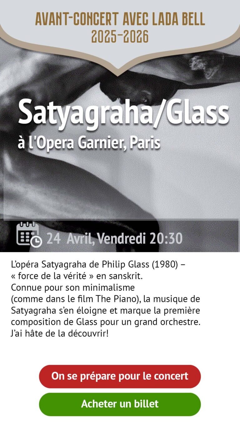Préparation avant concert Satyagraha Philip Glass